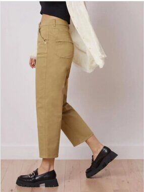 NWOT Yoga Jeans Chloe Carpenter Cropped Pants Tan Olive Utility Workwear 27